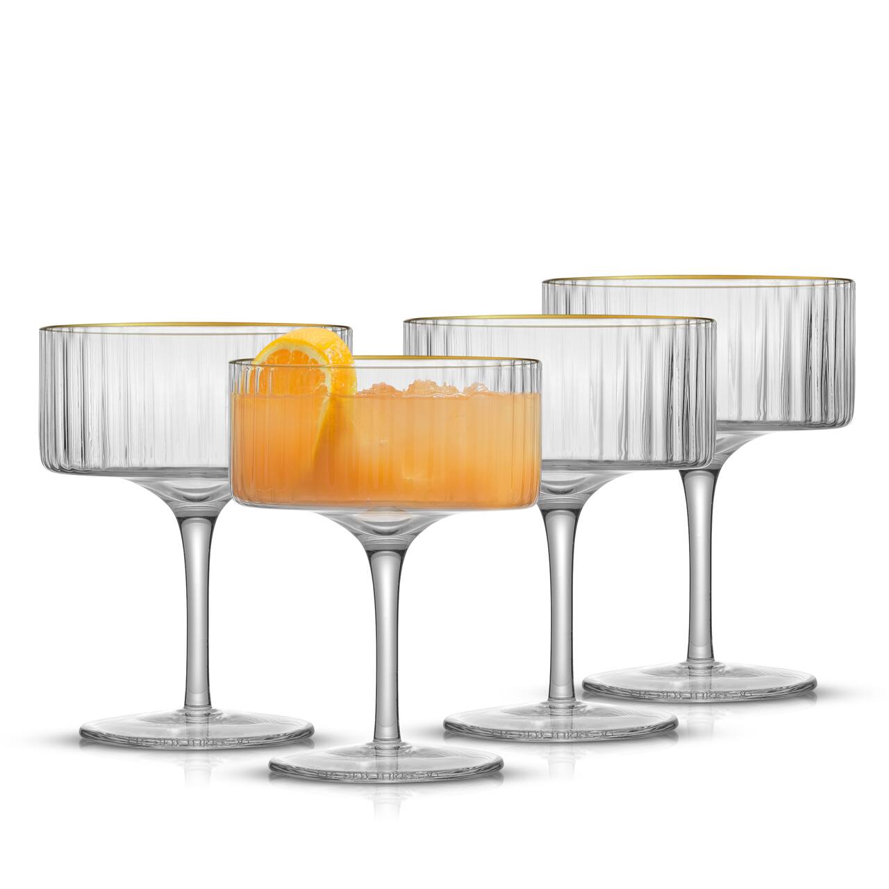 JoyJolt® Christian Siriano 10oz. Optic Gold Rim Coupe Glasses, 4ct.